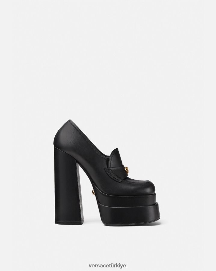 Versace aevitas platformlu loafer'lar kadınlar siyah ayakkabı B0HHR8430