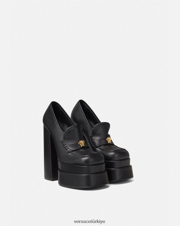 Versace aevitas platformlu loafer'lar kadınlar siyah ayakkabı B0HHR8430