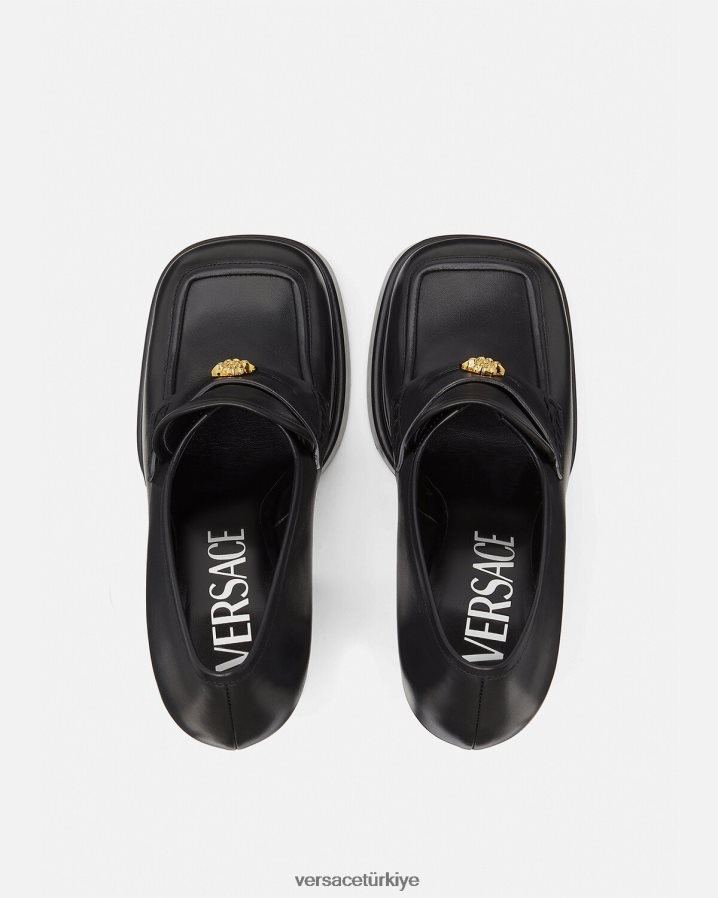 Versace aevitas platformlu loafer'lar kadınlar siyah ayakkabı B0HHR8430