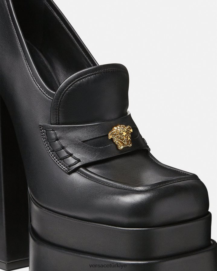 Versace aevitas platformlu loafer'lar kadınlar siyah ayakkabı B0HHR8430