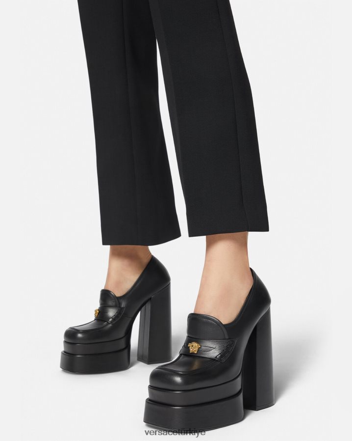 Versace aevitas platformlu loafer'lar kadınlar siyah ayakkabı B0HHR8430