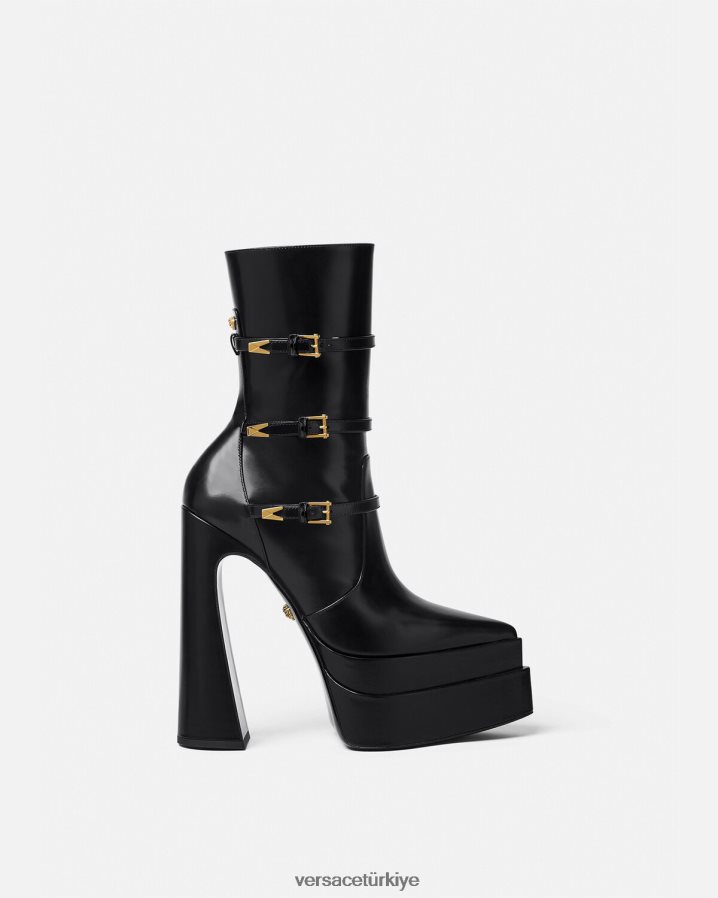 Versace aevitas sivri platformlu botlar kadınlar siyah ayakkabı B0HHR8418