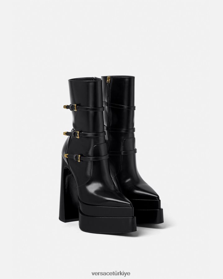 Versace aevitas sivri platformlu botlar kadınlar siyah ayakkabı B0HHR8418