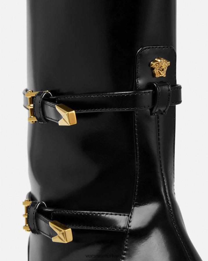 Versace aevitas sivri platformlu botlar kadınlar siyah ayakkabı B0HHR8418