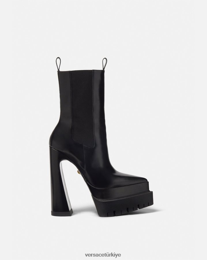 Versace aevitas sivri platformlu botlar kadınlar siyah ayakkabı B0HHR8419