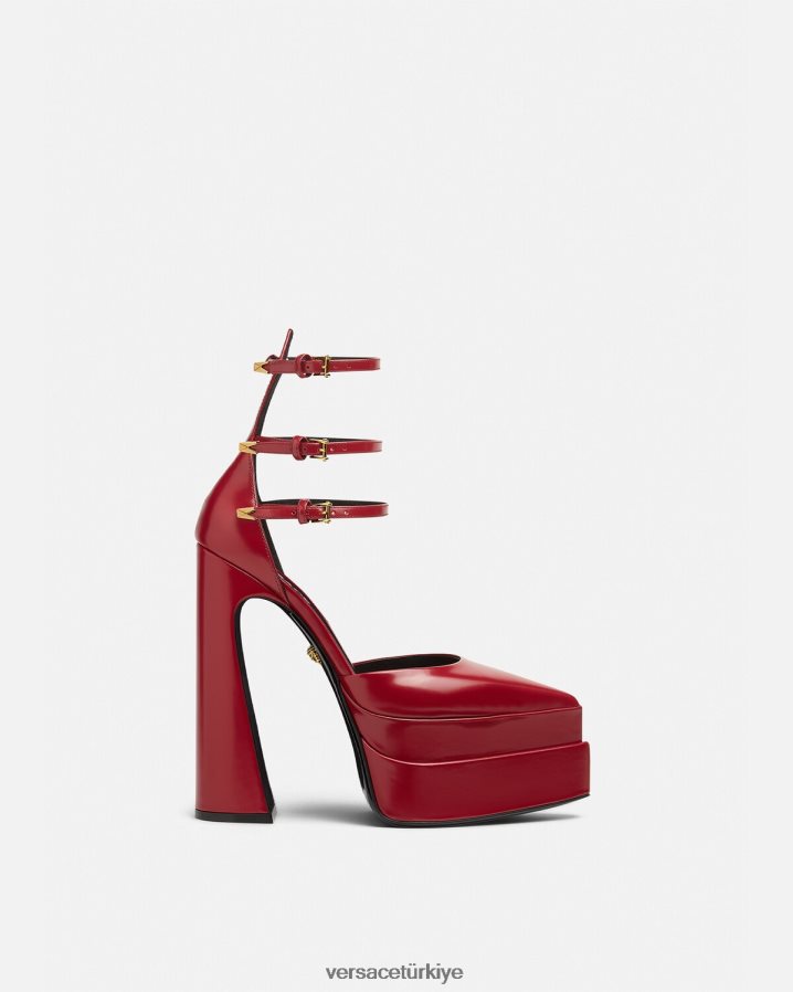 Versace aevitas sivri platformlu pompalar kadınlar bordo ayakkabı B0HHR8408