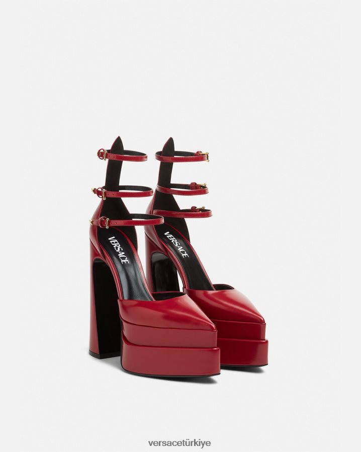 Versace aevitas sivri platformlu pompalar kadınlar bordo ayakkabı B0HHR8408