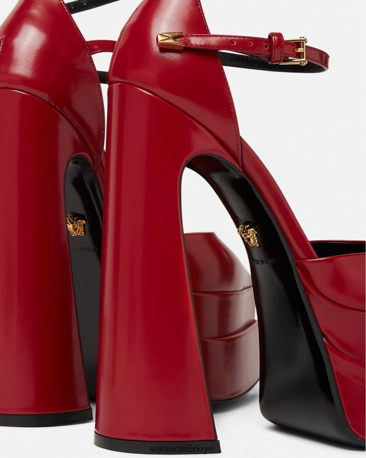 Versace aevitas sivri platformlu pompalar kadınlar bordo ayakkabı B0HHR8408