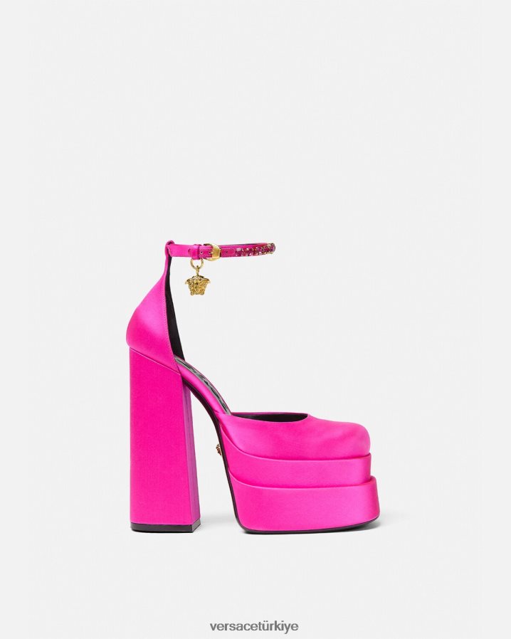 Versace medusa aevitas platform pompaları kadınlar fuşya ayakkabı B0HHR8410