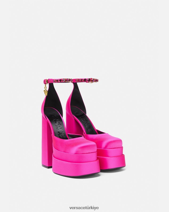 Versace medusa aevitas platform pompaları kadınlar fuşya ayakkabı B0HHR8410