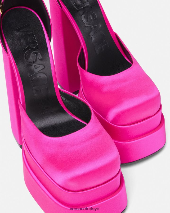 Versace medusa aevitas platform pompaları kadınlar fuşya ayakkabı B0HHR8410