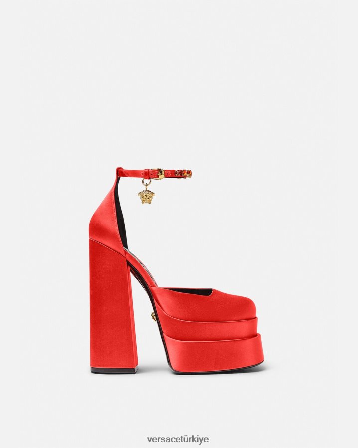 Versace medusa aevitas platform pompaları kadınlar kırmızı ayakkabı B0HHR8412