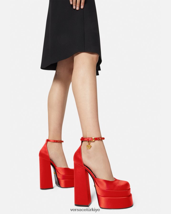 Versace medusa aevitas platform pompaları kadınlar kırmızı ayakkabı B0HHR8412