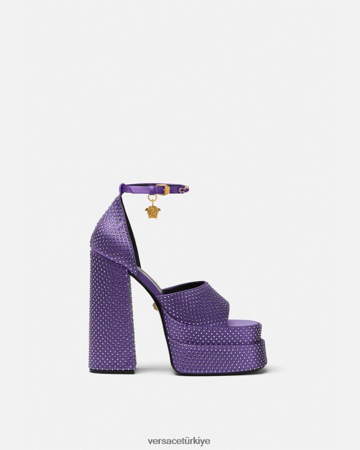 Versace medusa aevitas platform sandaletler kadınlar menekşe ayakkabı B0HHR8426