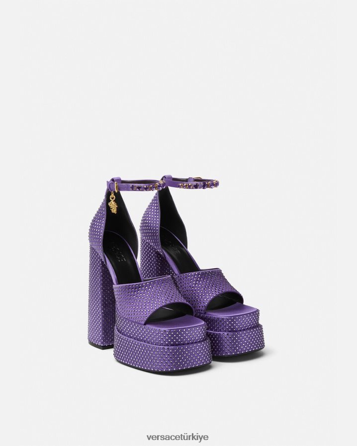 Versace medusa aevitas platform sandaletler kadınlar menekşe ayakkabı B0HHR8426