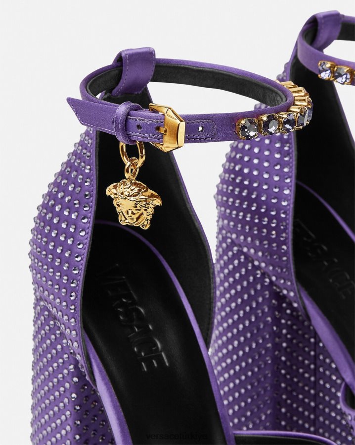 Versace medusa aevitas platform sandaletler kadınlar menekşe ayakkabı B0HHR8426