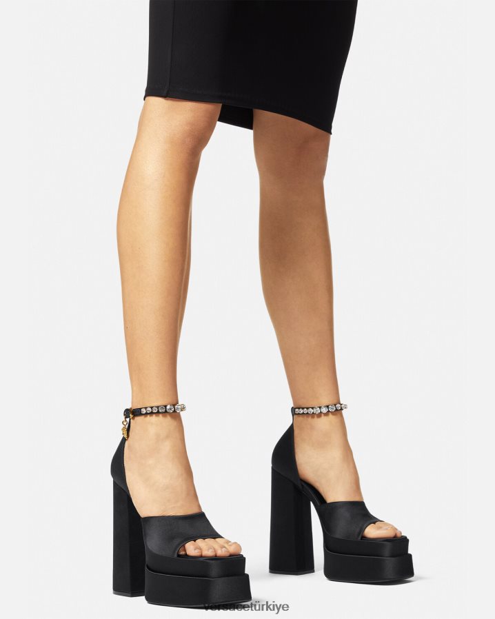 Versace medusa aevitas platform sandaletler kadınlar siyah ayakkabı B0HHR8424