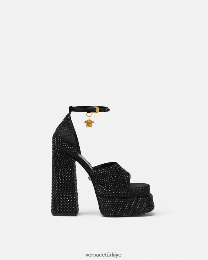 Versace medusa aevitas platform sandaletler kadınlar siyah ayakkabı B0HHR8425
