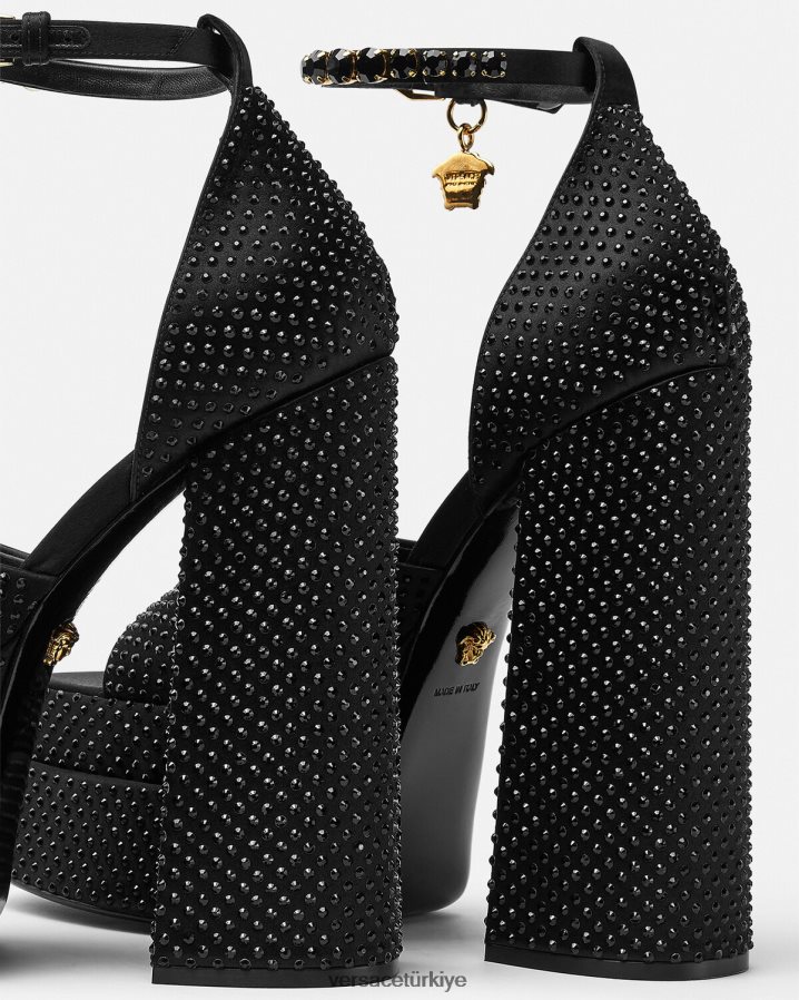 Versace medusa aevitas platform sandaletler kadınlar siyah ayakkabı B0HHR8425