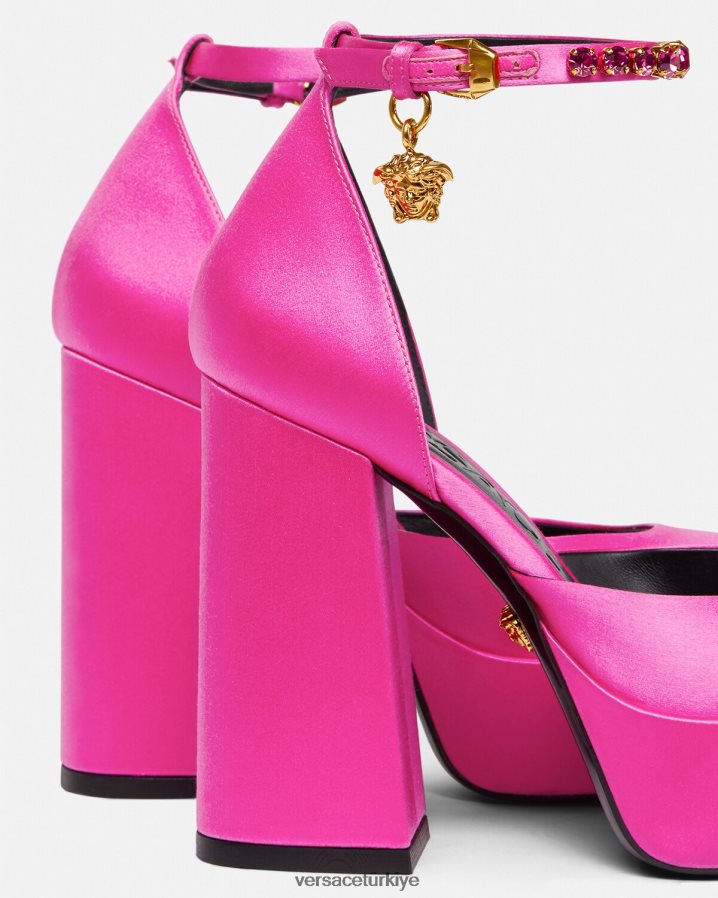 Versace medusa aevitas tek platformlu pompalar kadınlar fuşya ayakkabı B0HHR8416