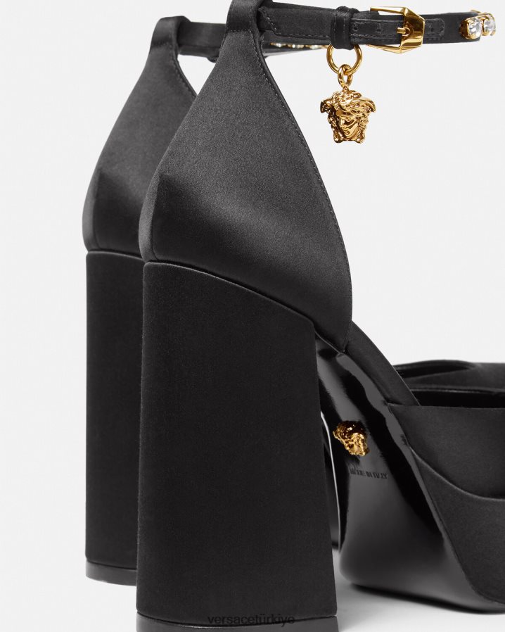 Versace medusa aevitas tek platformlu pompalar kadınlar siyah ayakkabı B0HHR8415
