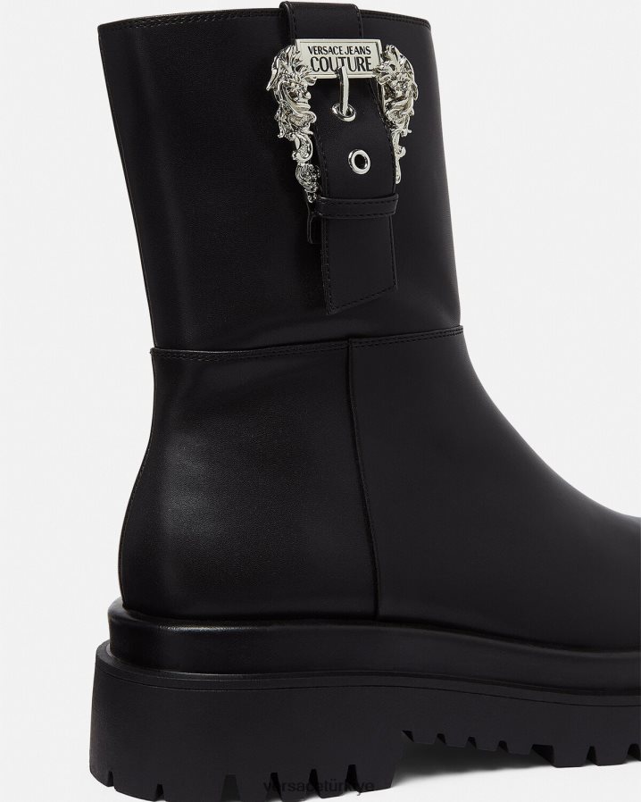 Versace barok tokalı bilekte çizmeler çizdim kadınlar siyah ayakkabı B0HHR82271