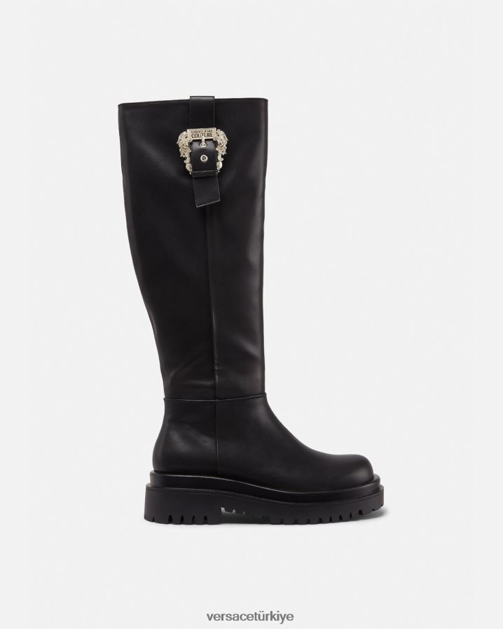 Versace barok tokalı diz boyu çizmeler çizdim kadınlar siyah ayakkabı B0HHR82269