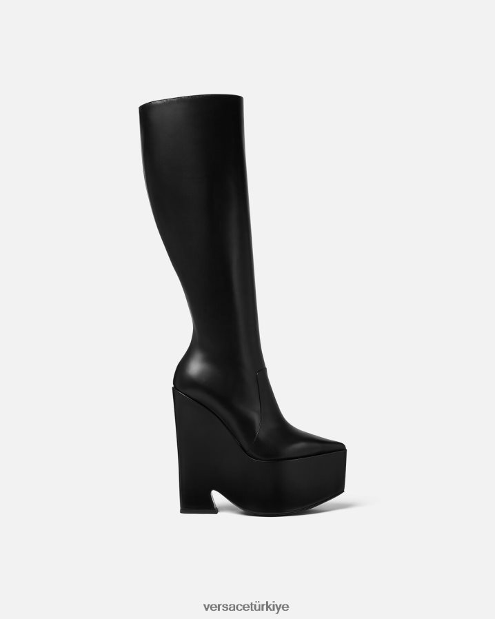Versace fırtına diz boyu platform çizmeler kadınlar siyah ayakkabı B0HHR8478