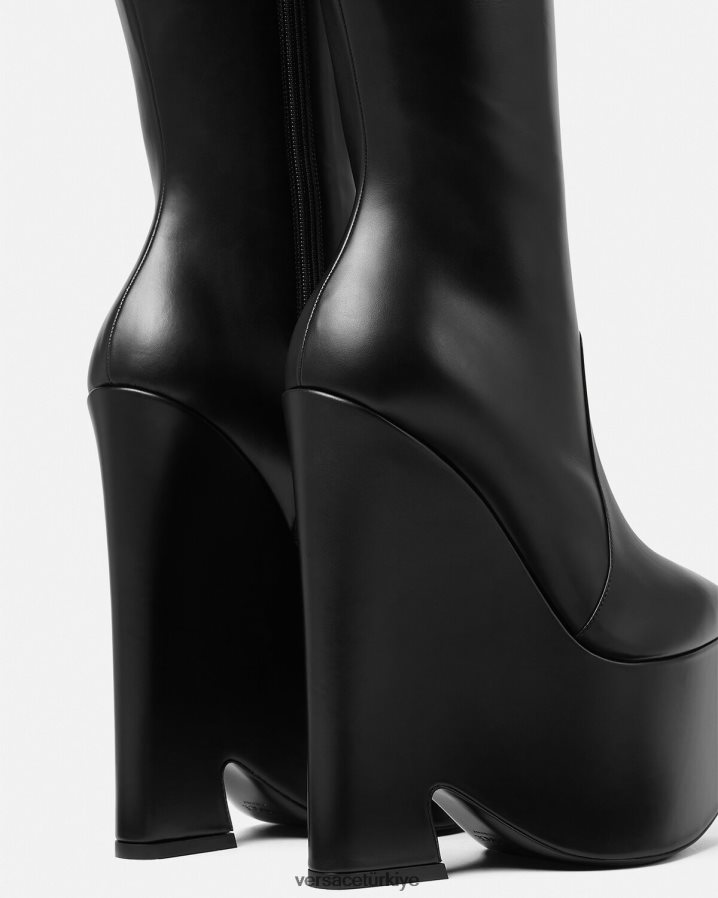 Versace fırtına diz boyu platform çizmeler kadınlar siyah ayakkabı B0HHR8478