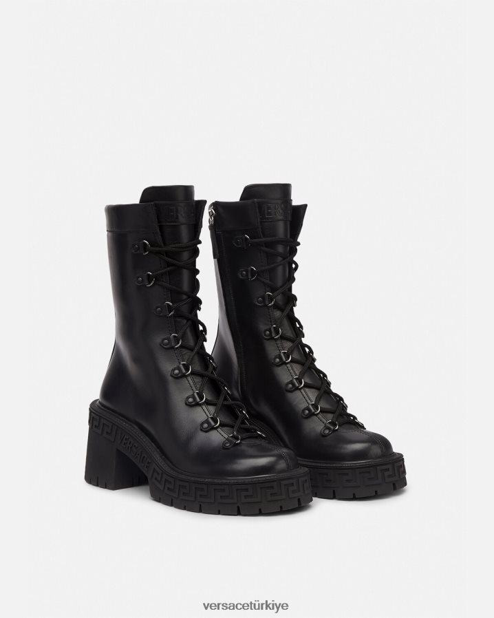 Versace greca platform savaş botları kadınlar siyah ayakkabı B0HHR8480