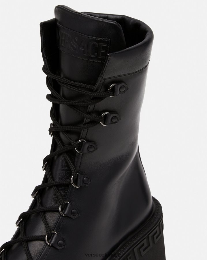 Versace greca platform savaş botları kadınlar siyah ayakkabı B0HHR8480