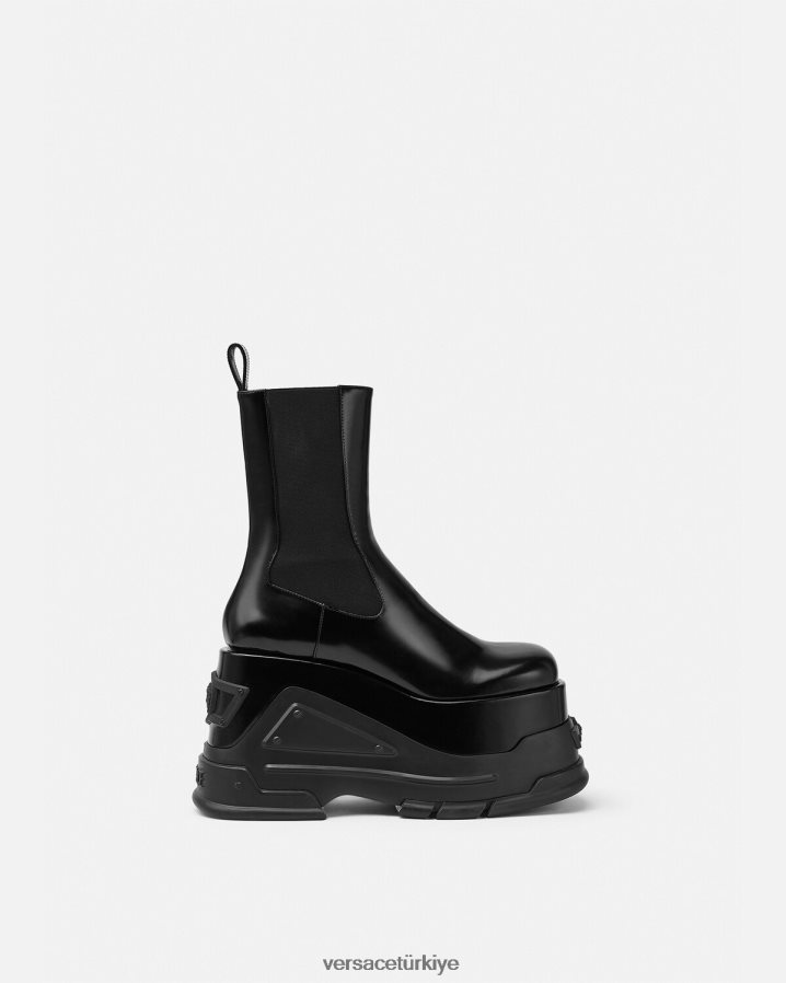 Versace medusa marşı platform çizmeler kadınlar siyah ayakkabı B0HHR8474