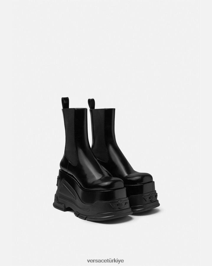 Versace medusa marşı platform çizmeler kadınlar siyah ayakkabı B0HHR8474