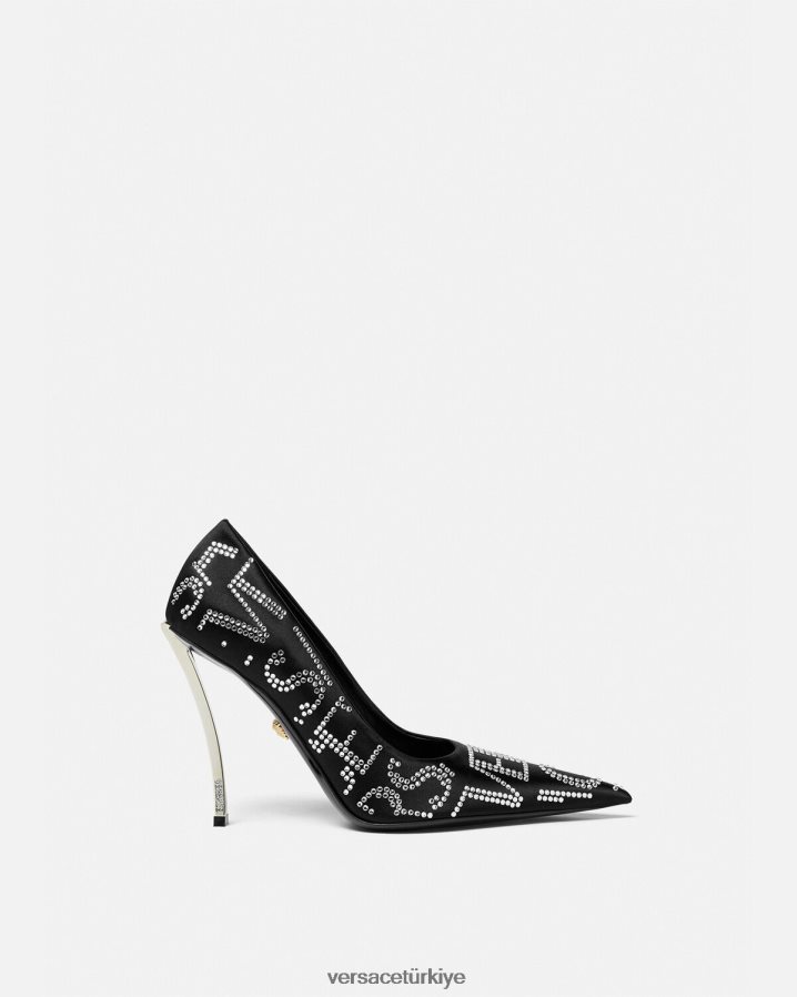 Versace allover noktasal pompalar kadınlar siyah ayakkabı B0HHR8403