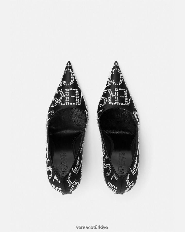 Versace allover noktasal pompalar kadınlar siyah ayakkabı B0HHR8403