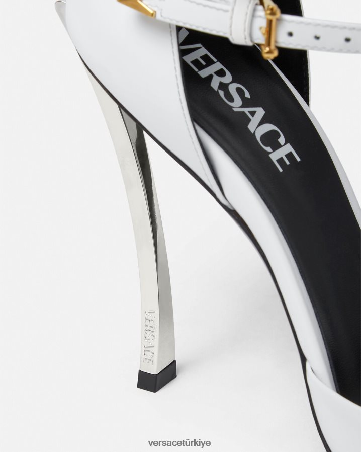 Versace nokta nokta pompalar kadınlar beyaz ayakkabı B0HHR8395