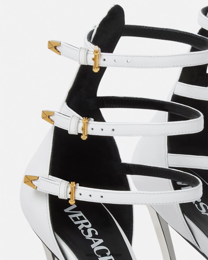Versace nokta nokta pompalar kadınlar beyaz ayakkabı B0HHR8395