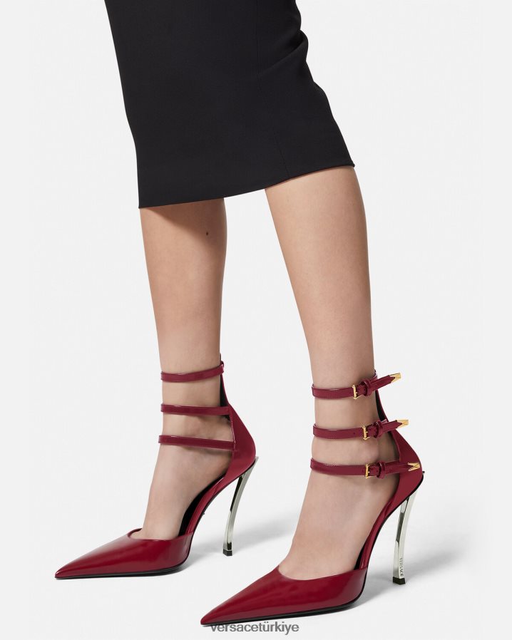 Versace nokta nokta pompalar kadınlar bordo ayakkabı B0HHR8385