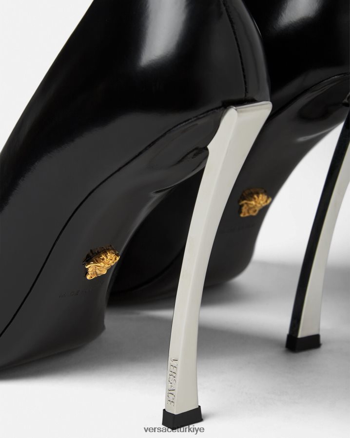 Versace nokta nokta pompalar kadınlar siyah ayakkabı B0HHR8384
