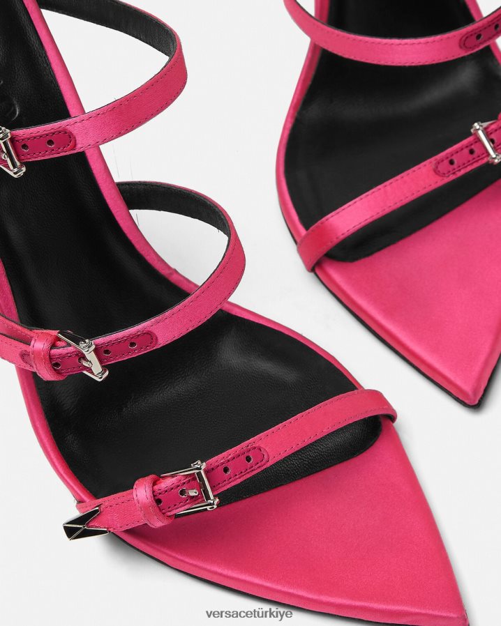Versace noktalı sandaletler kadınlar fuşya ayakkabı B0HHR8397