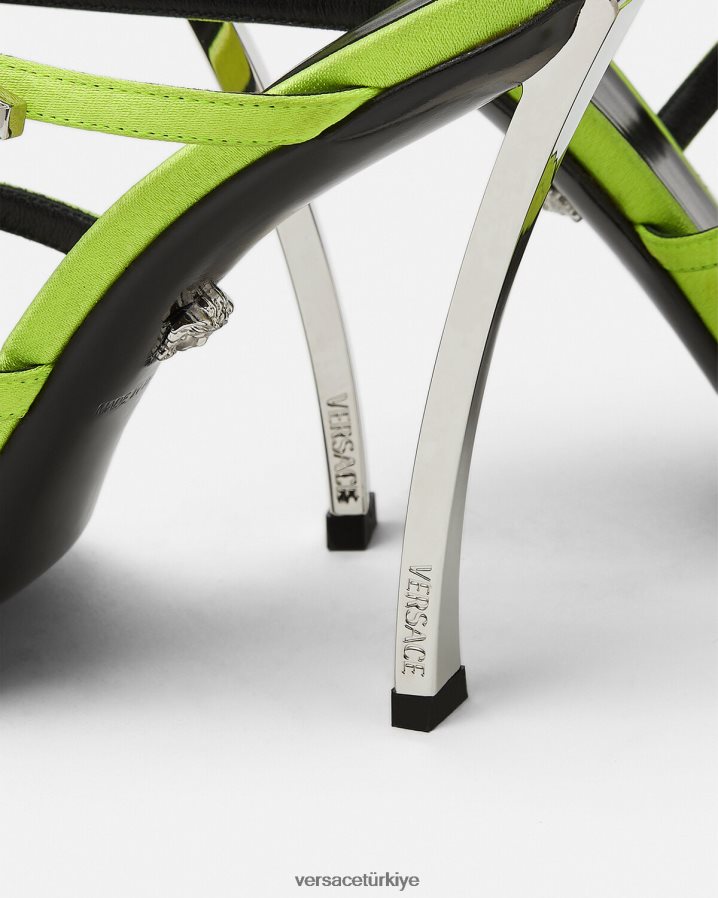 Versace noktalı sandaletler kadınlar sarı ayakkabı B0HHR8399