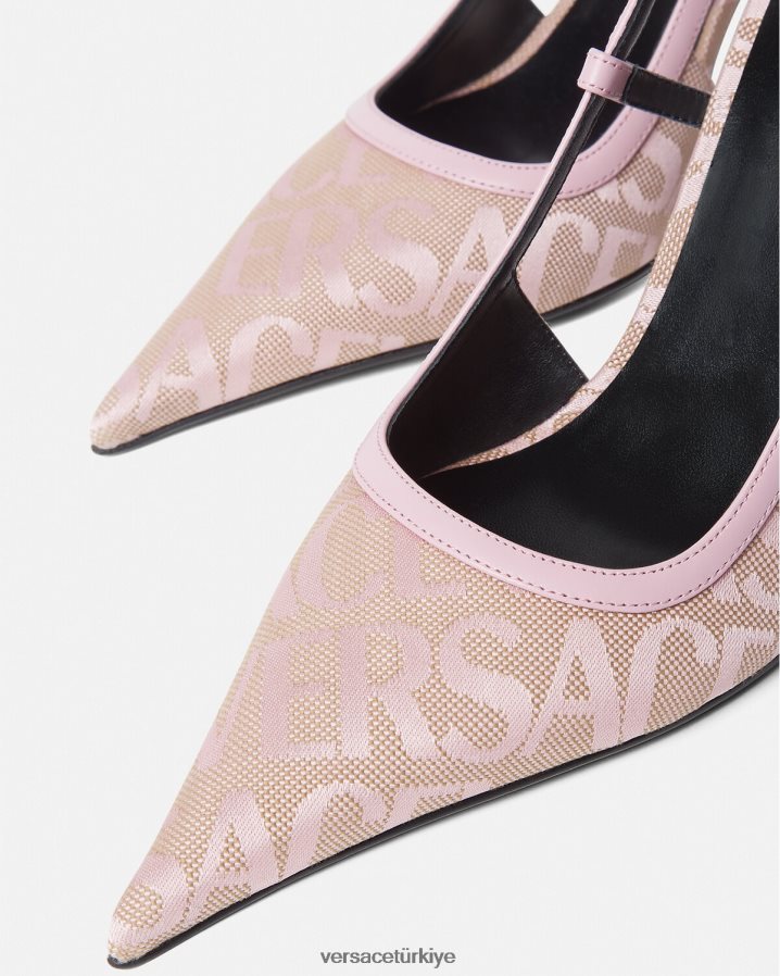 Versace allover askılı pompalar kadınlar pembe ayakkabı B0HHR8482