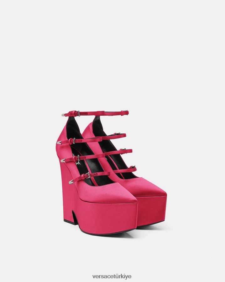 Versace fırtına saten platform pompaları kadınlar fuşya ayakkabı B0HHR8495