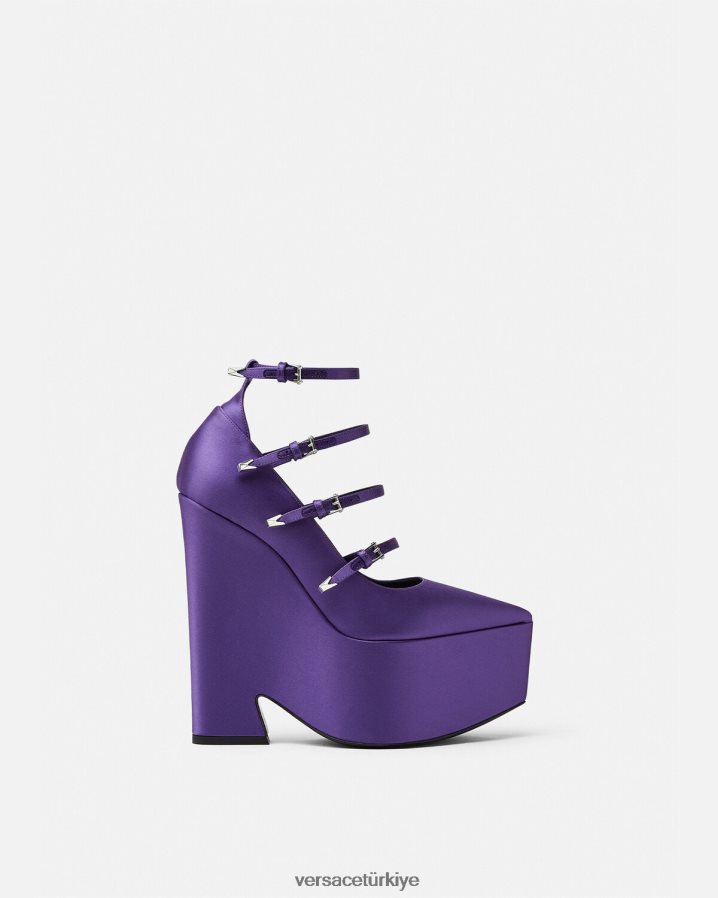Versace fırtına saten platform pompaları kadınlar menekşe ayakkabı B0HHR8496