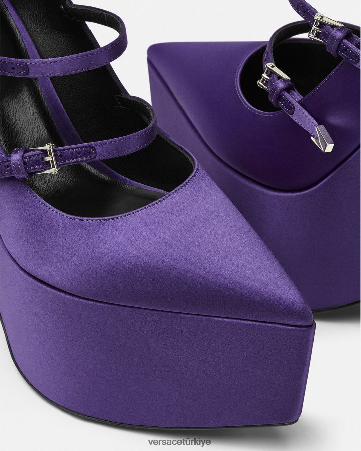 Versace fırtına saten platform pompaları kadınlar menekşe ayakkabı B0HHR8496