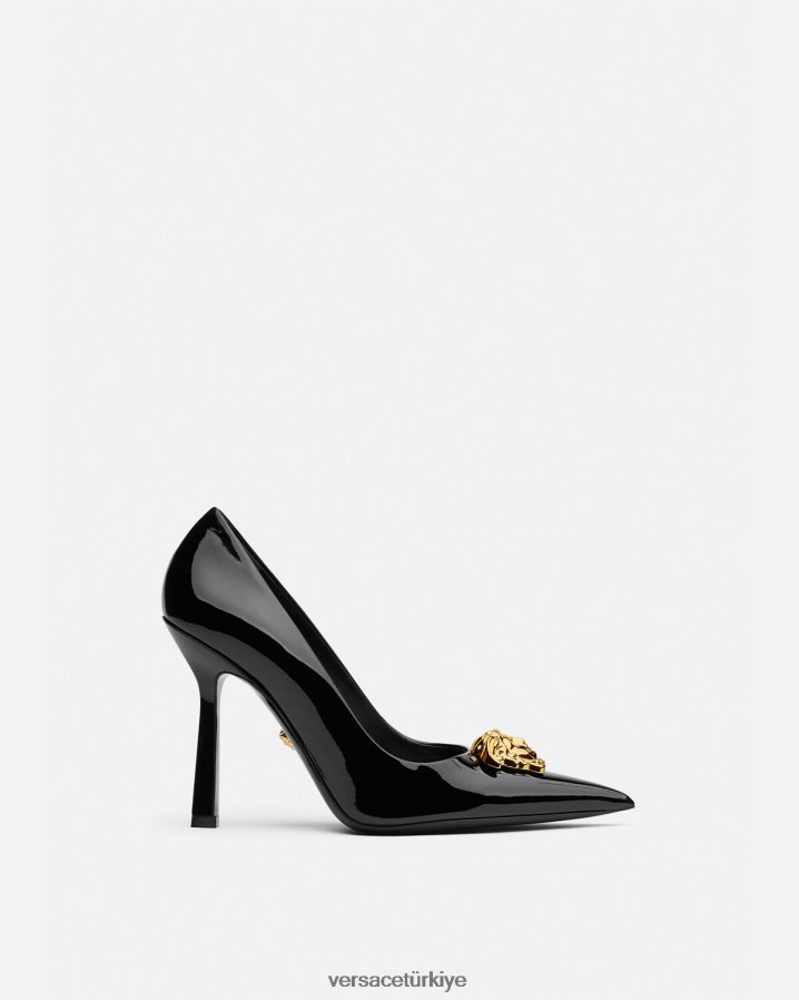 Versace la medusa rugan pompalar kadınlar siyah ayakkabı B0HHR8488