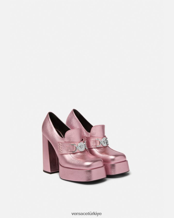 Versace medusa '95 metalik platform pompaları kadınlar pembe ayakkabı B0HHR8484