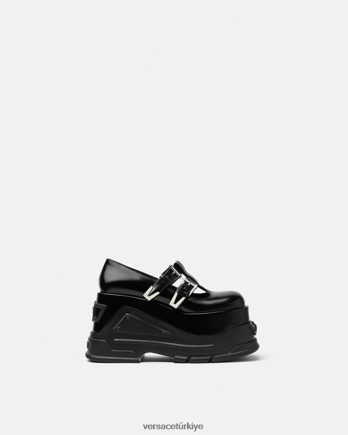 Versace medusa marşı platform pompaları kadınlar siyah ayakkabı B0HHR8497