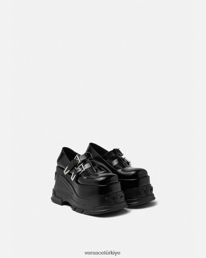 Versace medusa marşı platform pompaları kadınlar siyah ayakkabı B0HHR8497