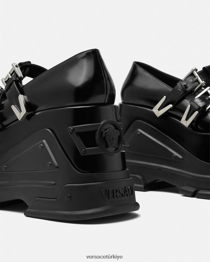 Versace medusa marşı platform pompaları kadınlar siyah ayakkabı B0HHR8497